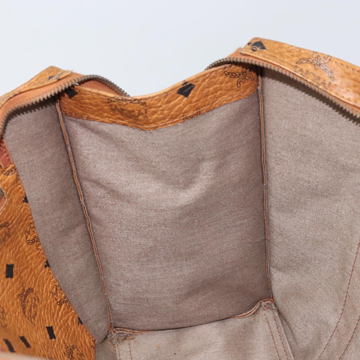 MCM Logogram Vicetos Tote Bag PVC Brown Gold Auth 170245