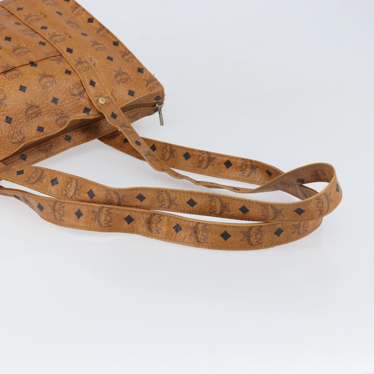 MCM Logogram Vicetos Tote Bag PVC Brown Gold Auth 170245