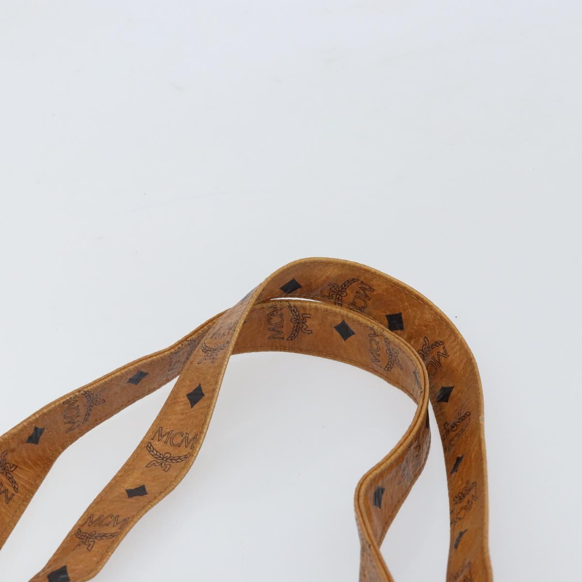 MCM Logogram Vicetos Tote Bag PVC Brown Gold Auth 170245