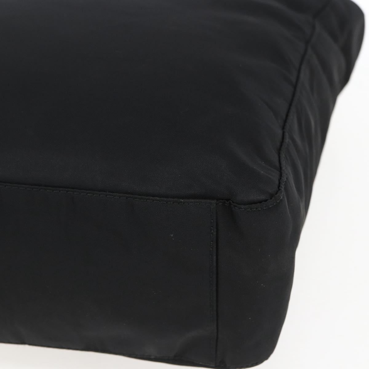 PRADA Tote Bag Nylon Black Silver Auth 170248