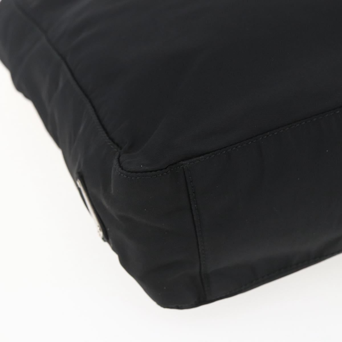 PRADA Tote Bag Nylon Black Silver Auth 170248