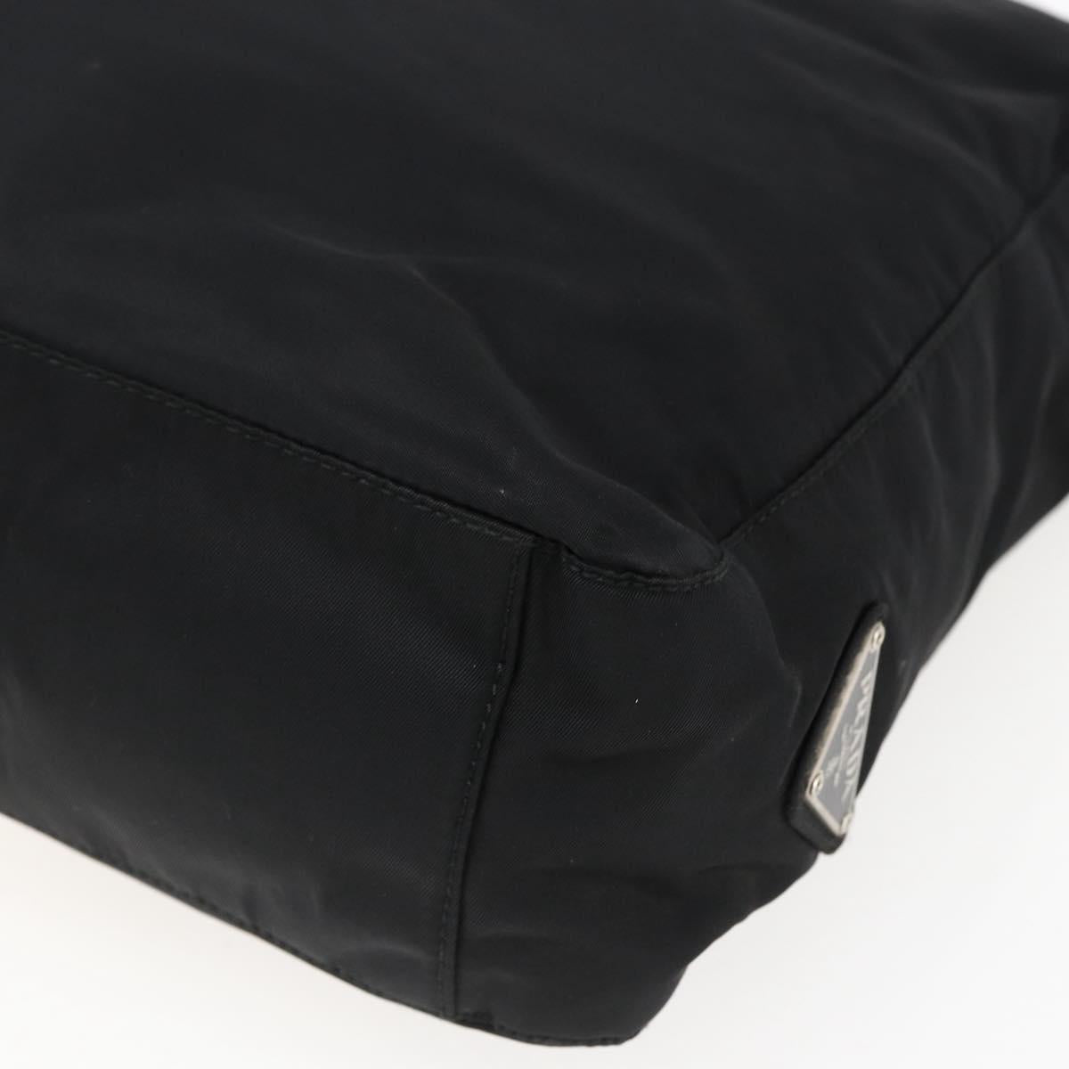 PRADA Tote Bag Nylon Black Silver Auth 170248