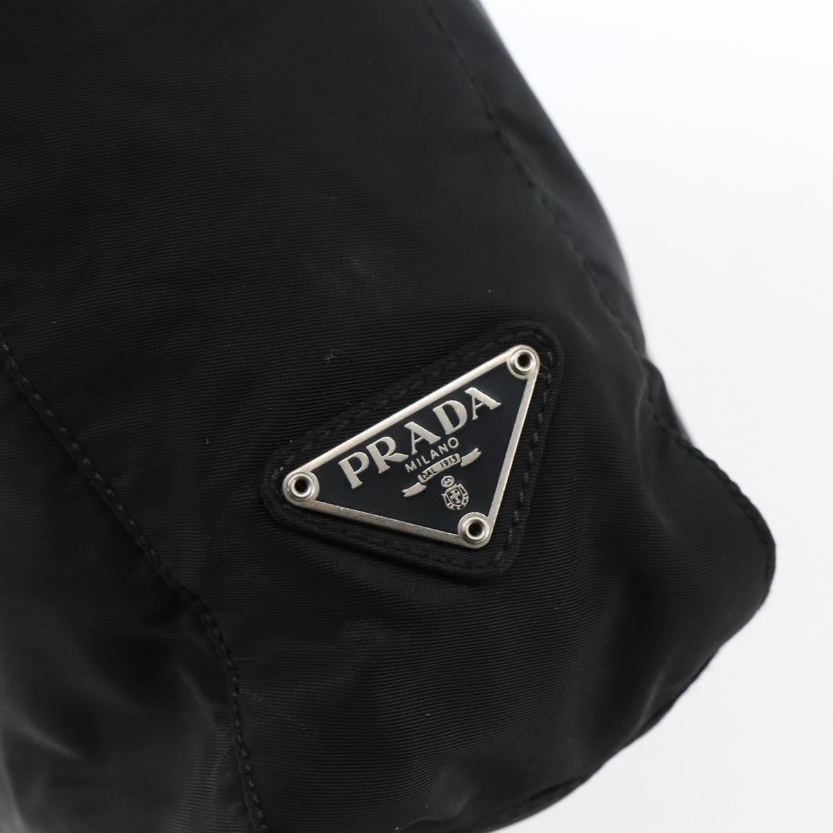 PRADA Tote Bag Nylon Black Silver Auth 170248
