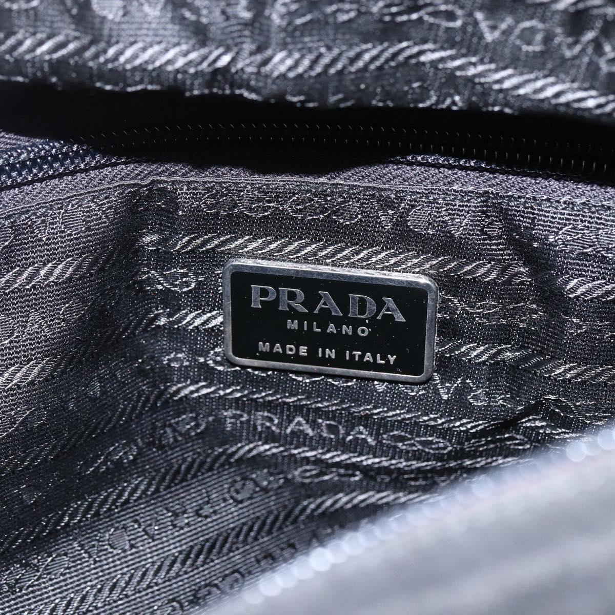 PRADA Tote Bag Nylon Black Silver Auth 170248
