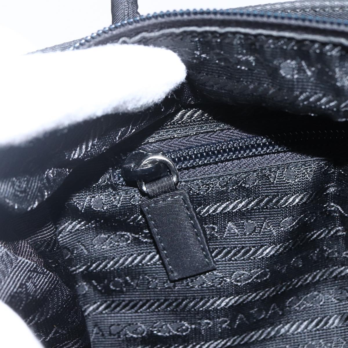 PRADA Tote Bag Nylon Black Silver Auth 170248
