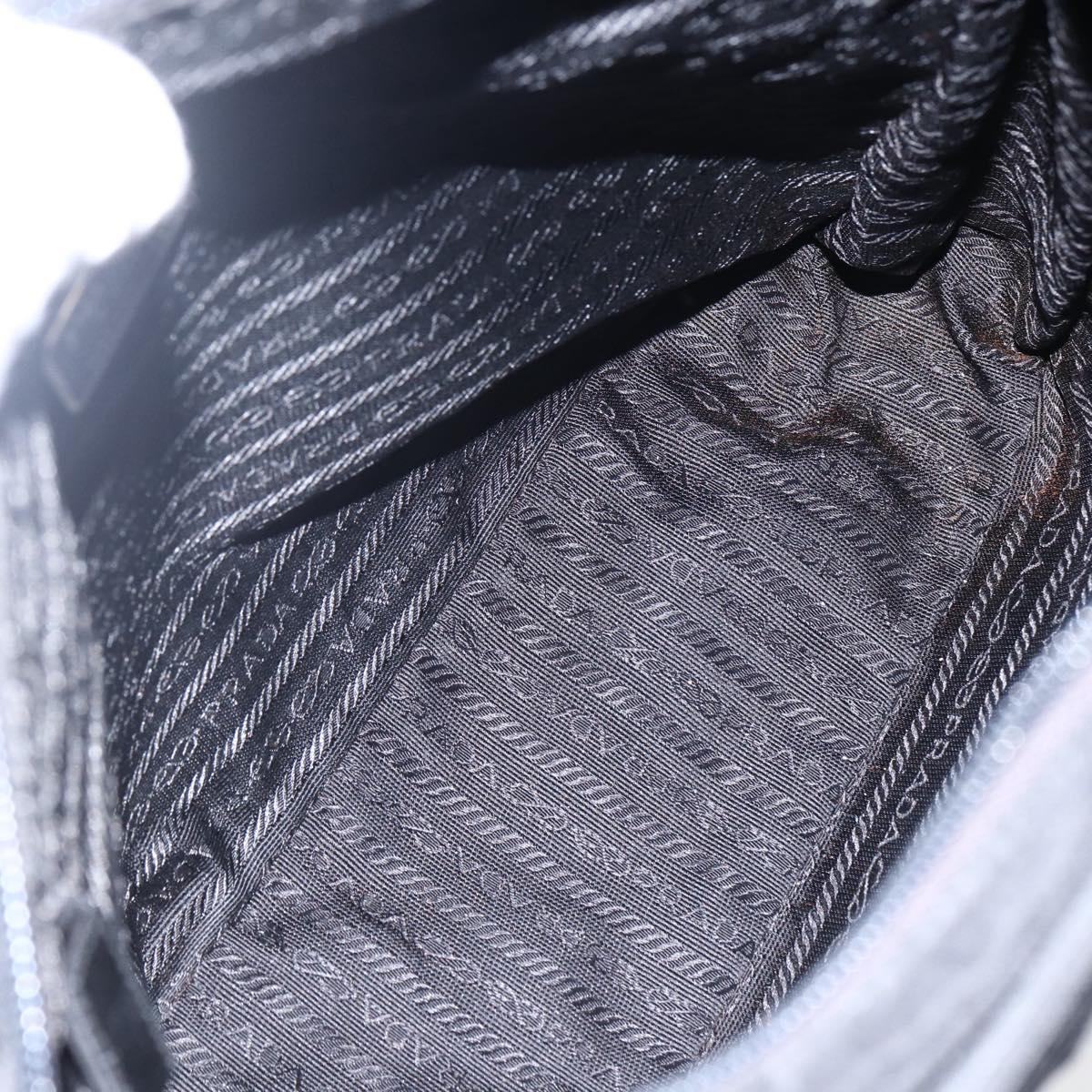 PRADA Tote Bag Nylon Black Silver Auth 170248