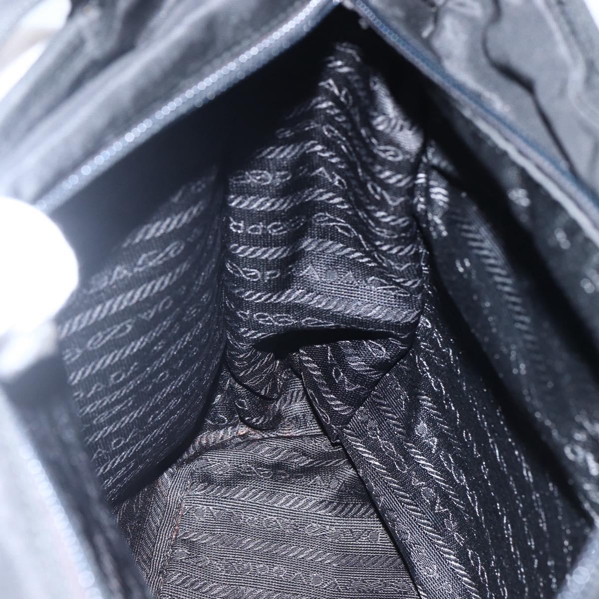 PRADA Tote Bag Nylon Black Silver Auth 170248