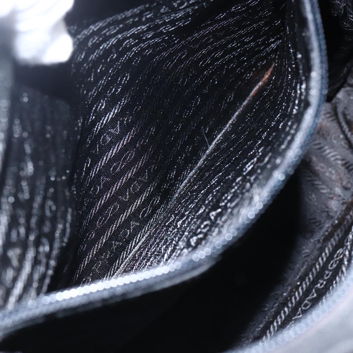 PRADA Tote Bag Nylon Black Silver Auth 170248