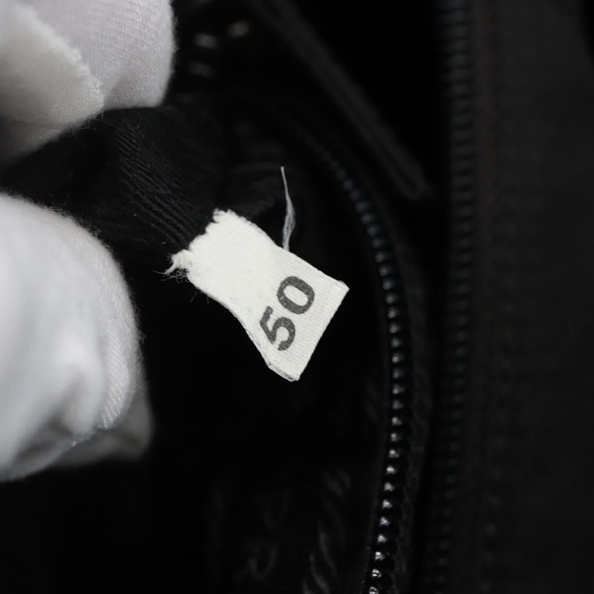 PRADA Tote Bag Nylon Black Silver Auth 170248