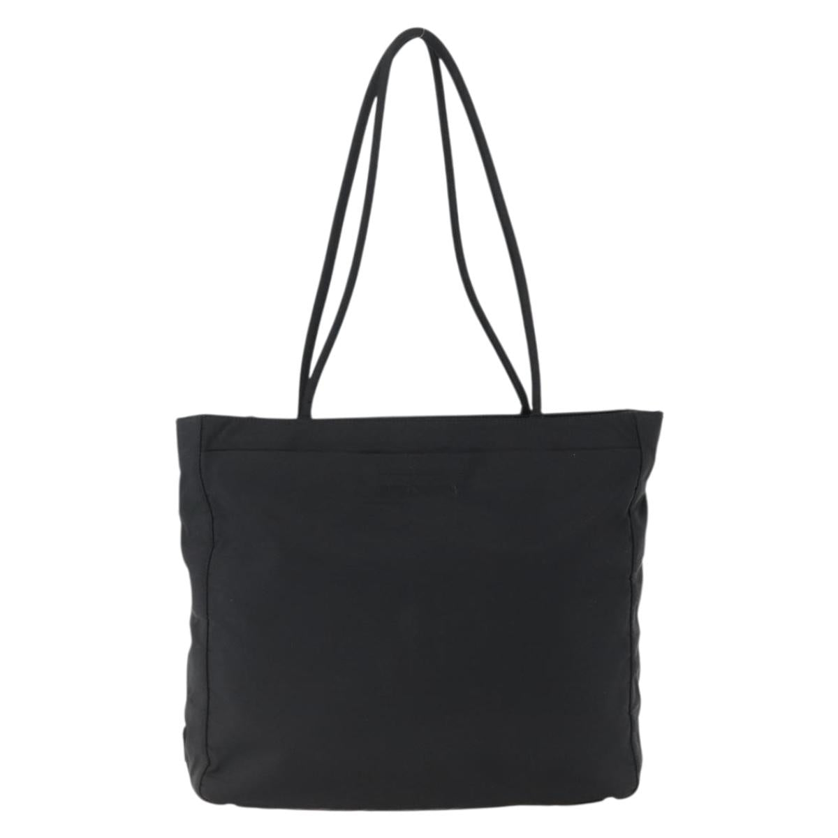 PRADA Tote Bag Nylon Black Silver Auth 170248