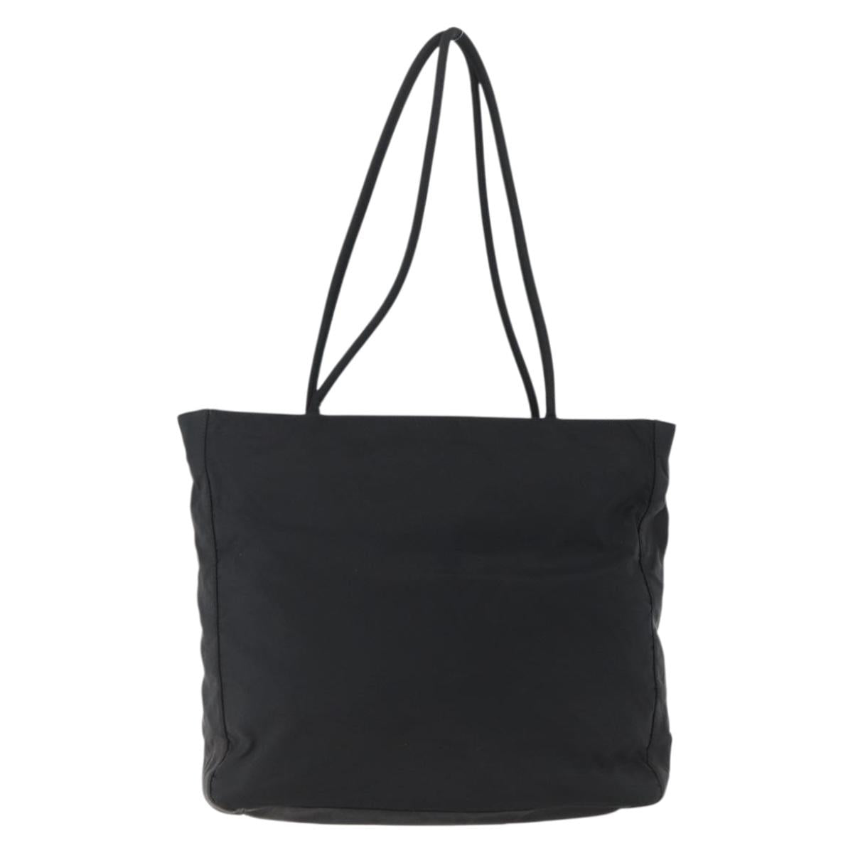 PRADA Tote Bag Nylon Black Silver Auth 170248
