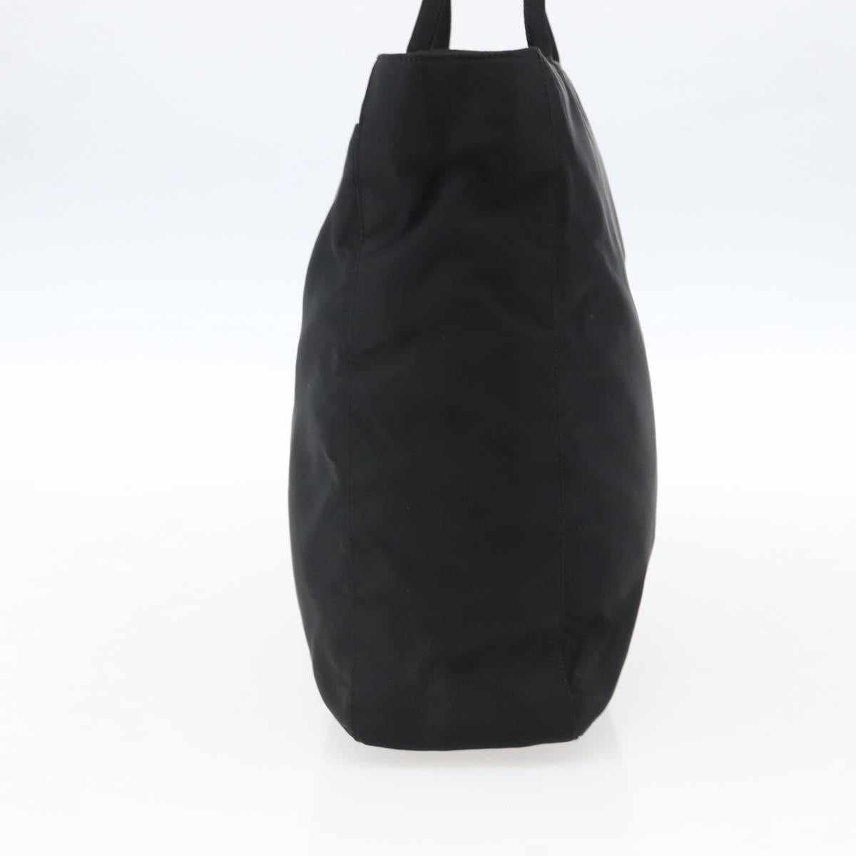PRADA Tote Bag Nylon Black Silver Auth 170248