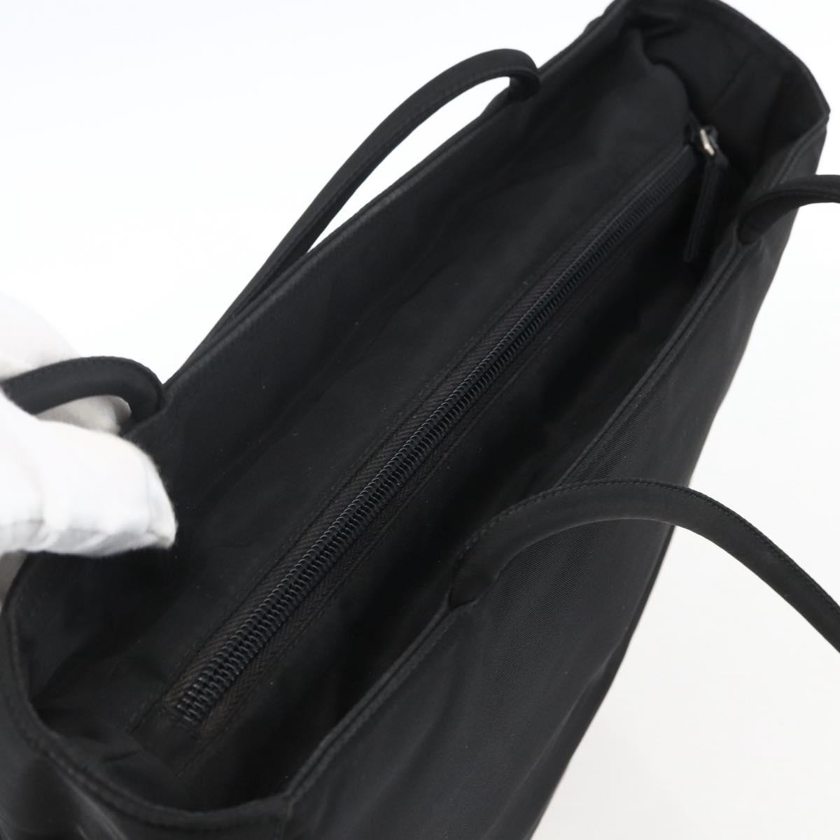 PRADA Tote Bag Nylon Black Silver Auth 170248
