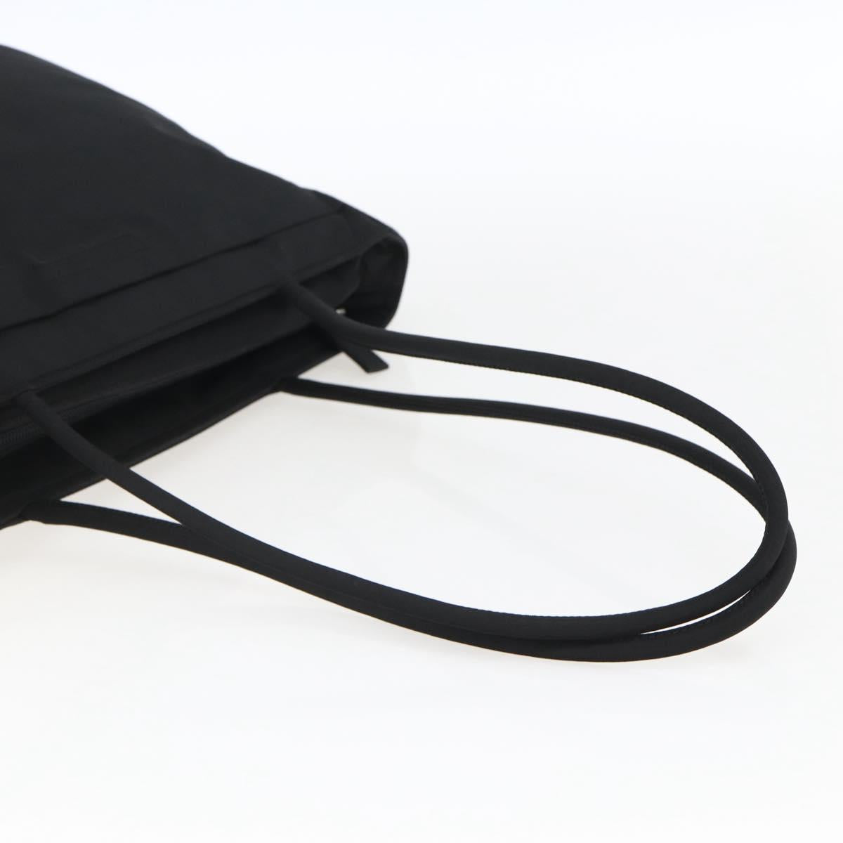 PRADA Tote Bag Nylon Black Silver Auth 170248