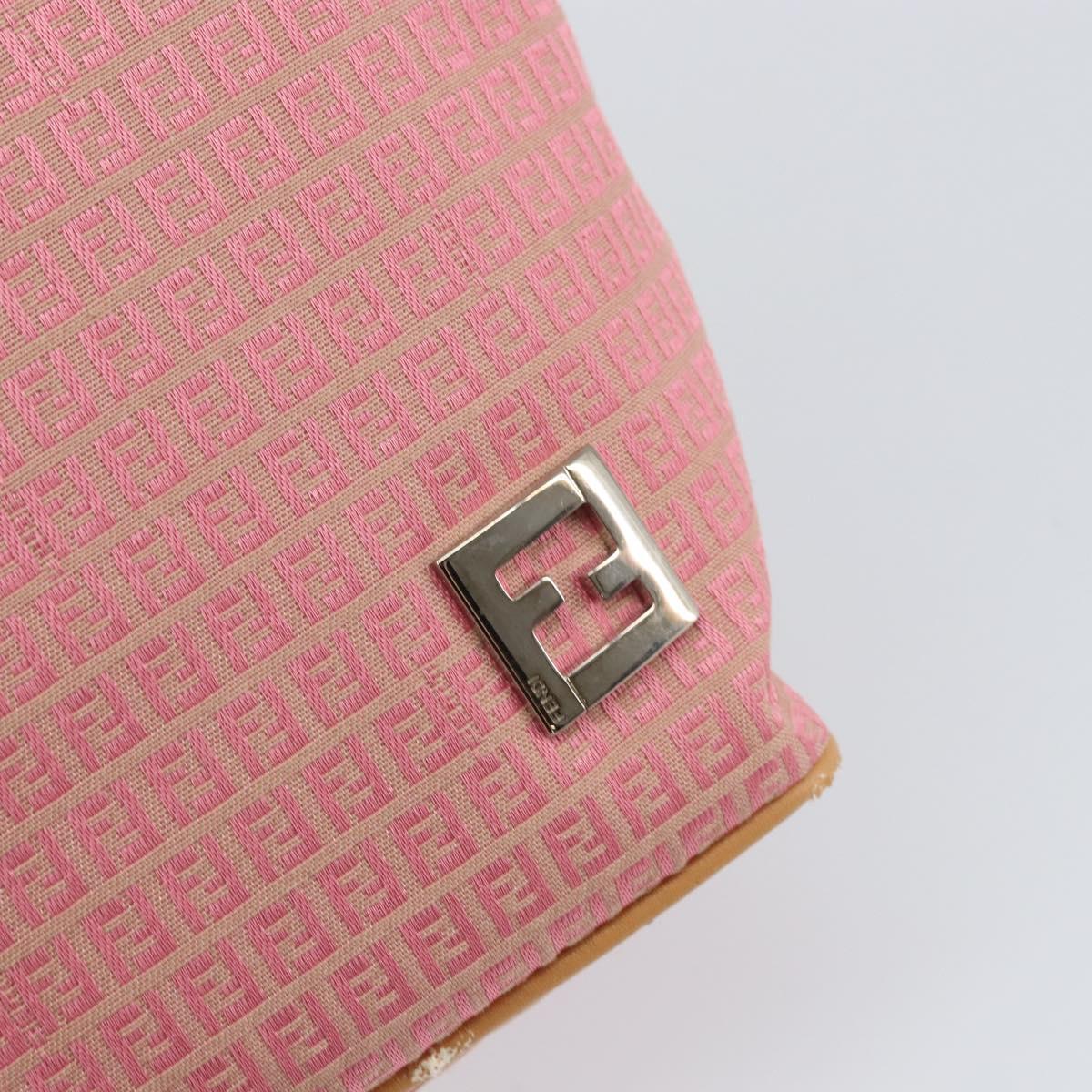 FENDI Zucchino Canvas Tote Bag Pink Silver Auth 170255