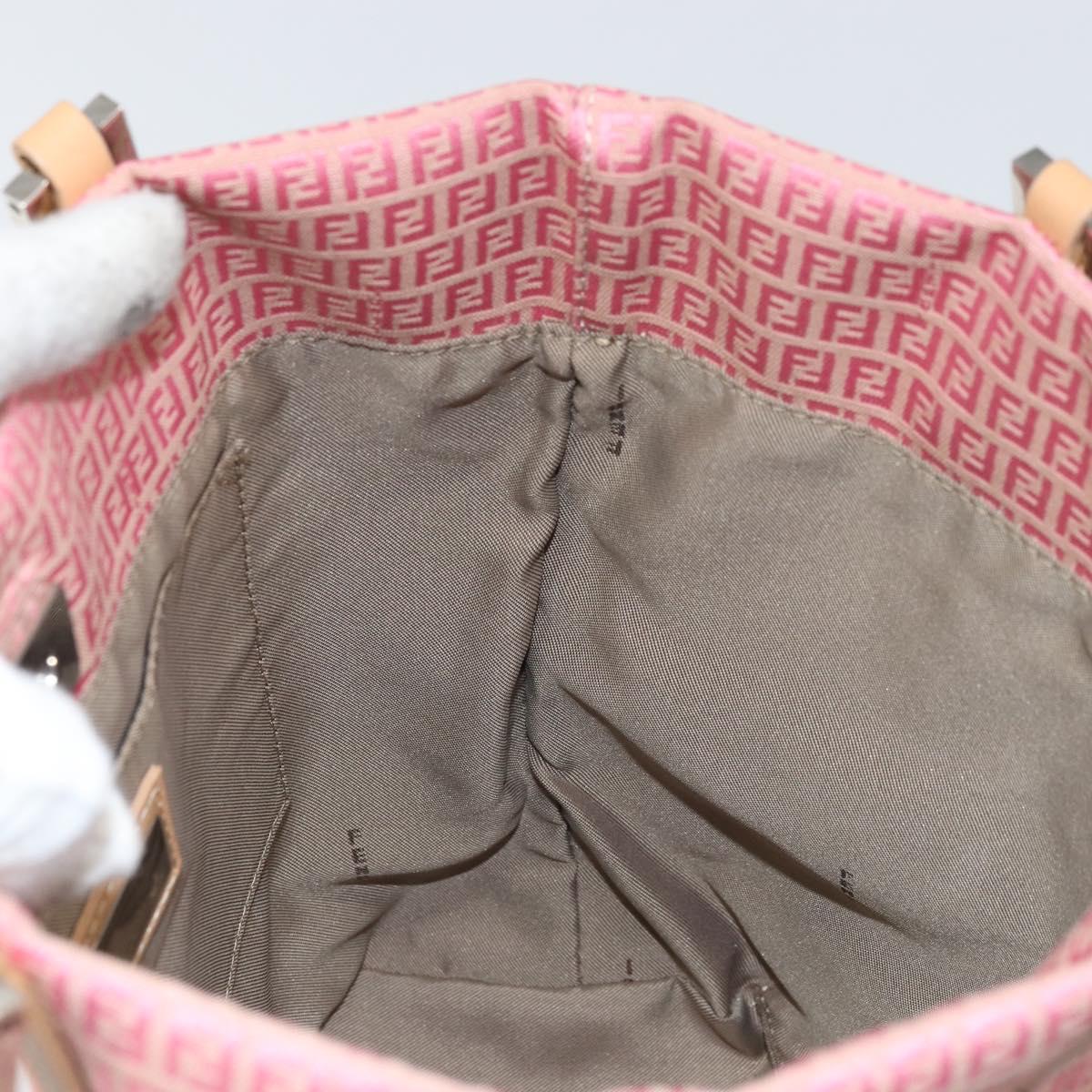 FENDI Zucchino Canvas Tote Bag Pink Silver Auth 170255