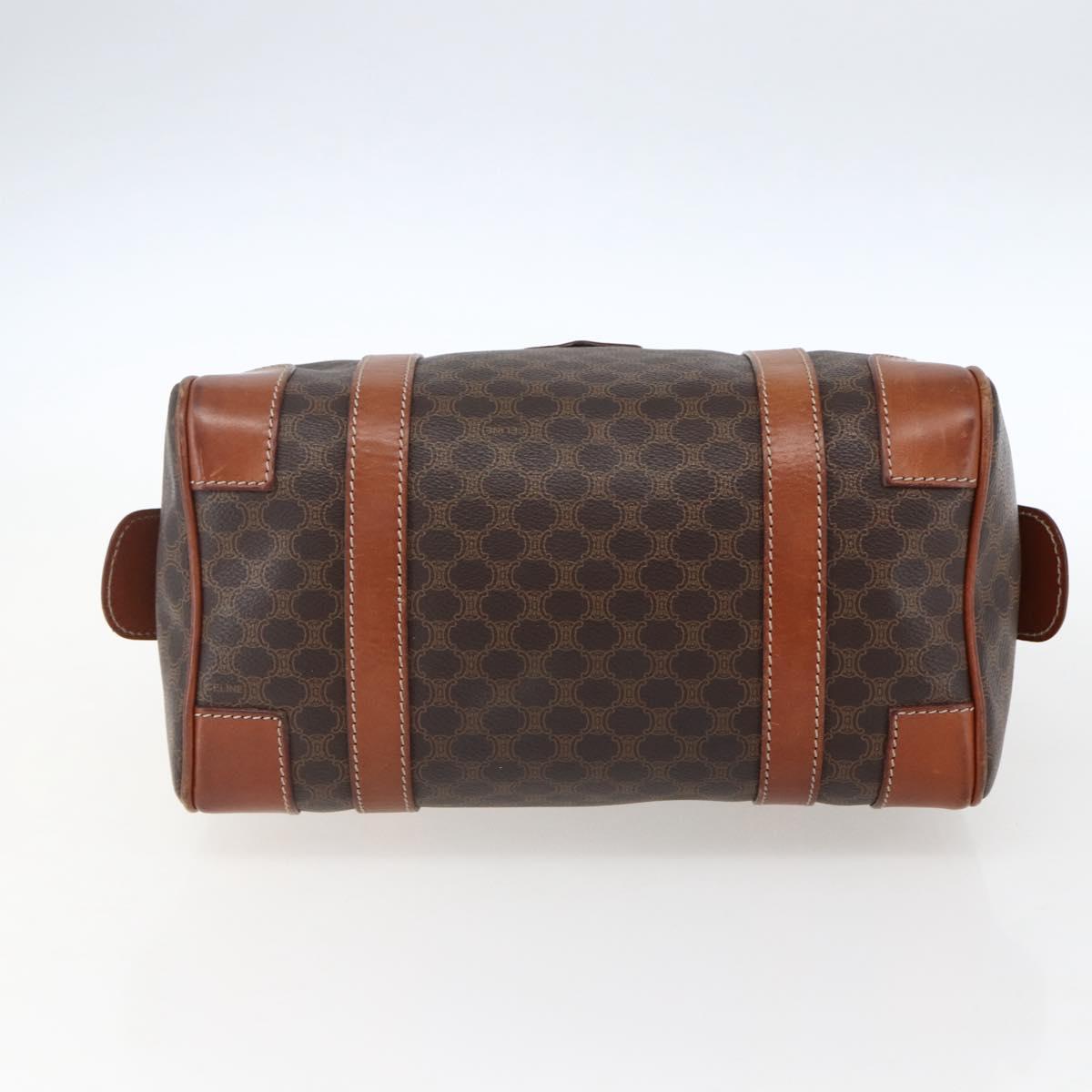 CELINE Macadam Canvas Hand Bag PVC Leather Brown Gold Auth 170257