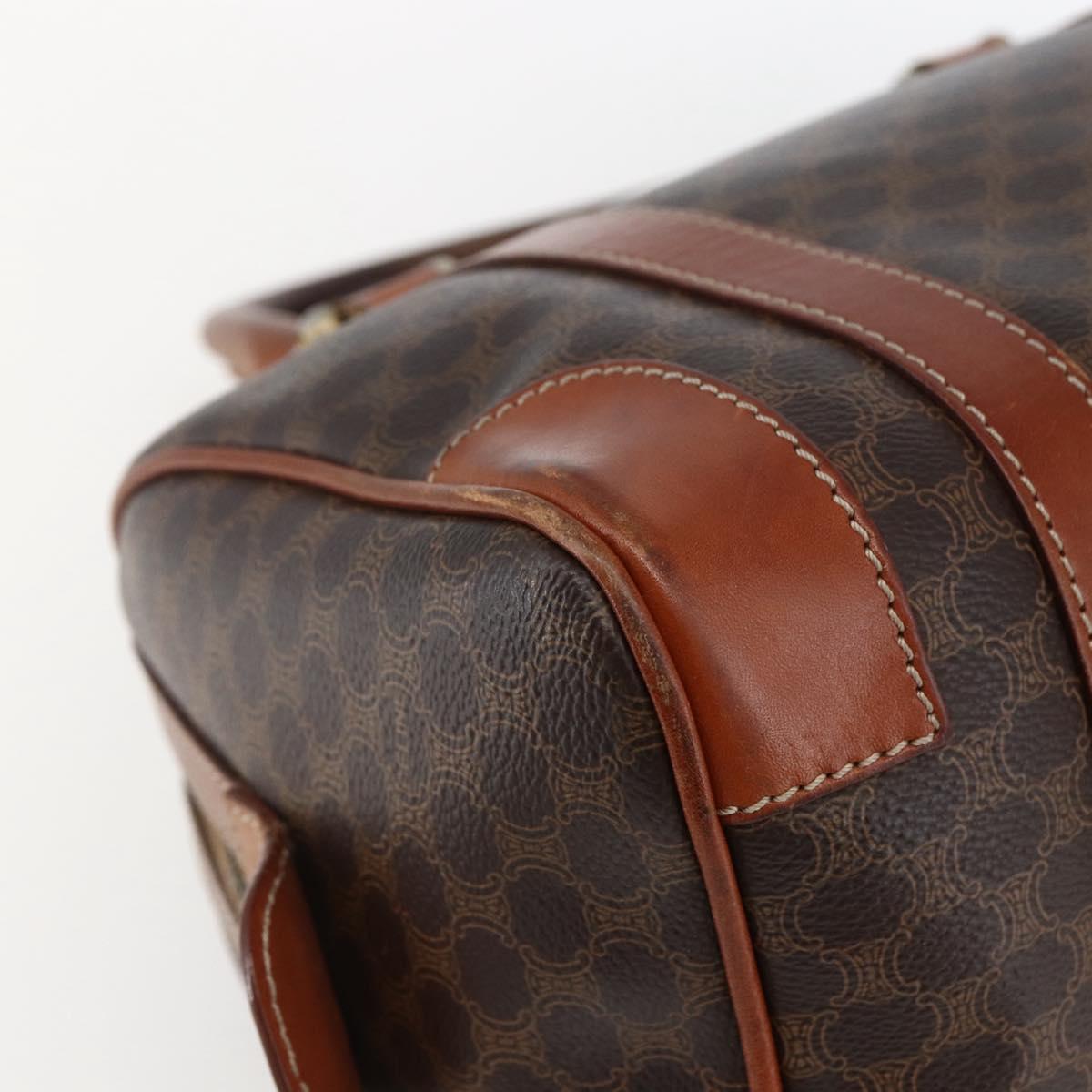 CELINE Macadam Canvas Hand Bag PVC Leather Brown Gold Auth 170257