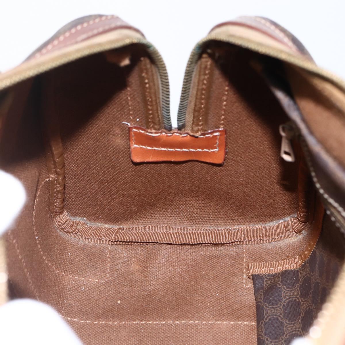 CELINE Macadam Canvas Hand Bag PVC Leather Brown Gold Auth 170257