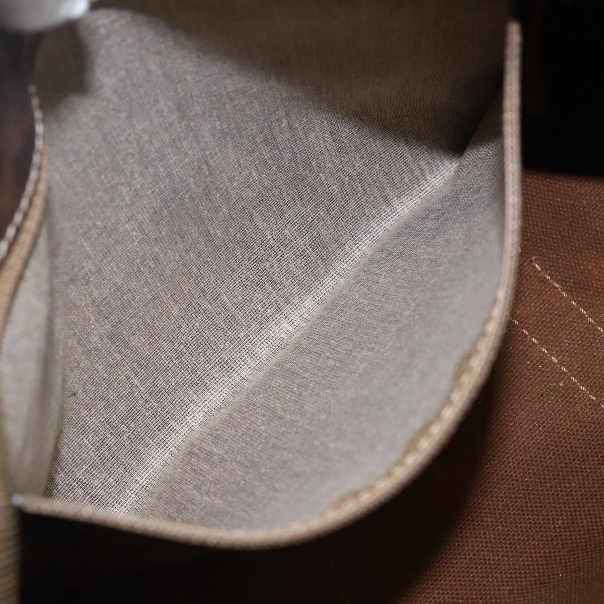 CELINE Macadam Canvas Hand Bag PVC Leather Brown Gold Auth 170257