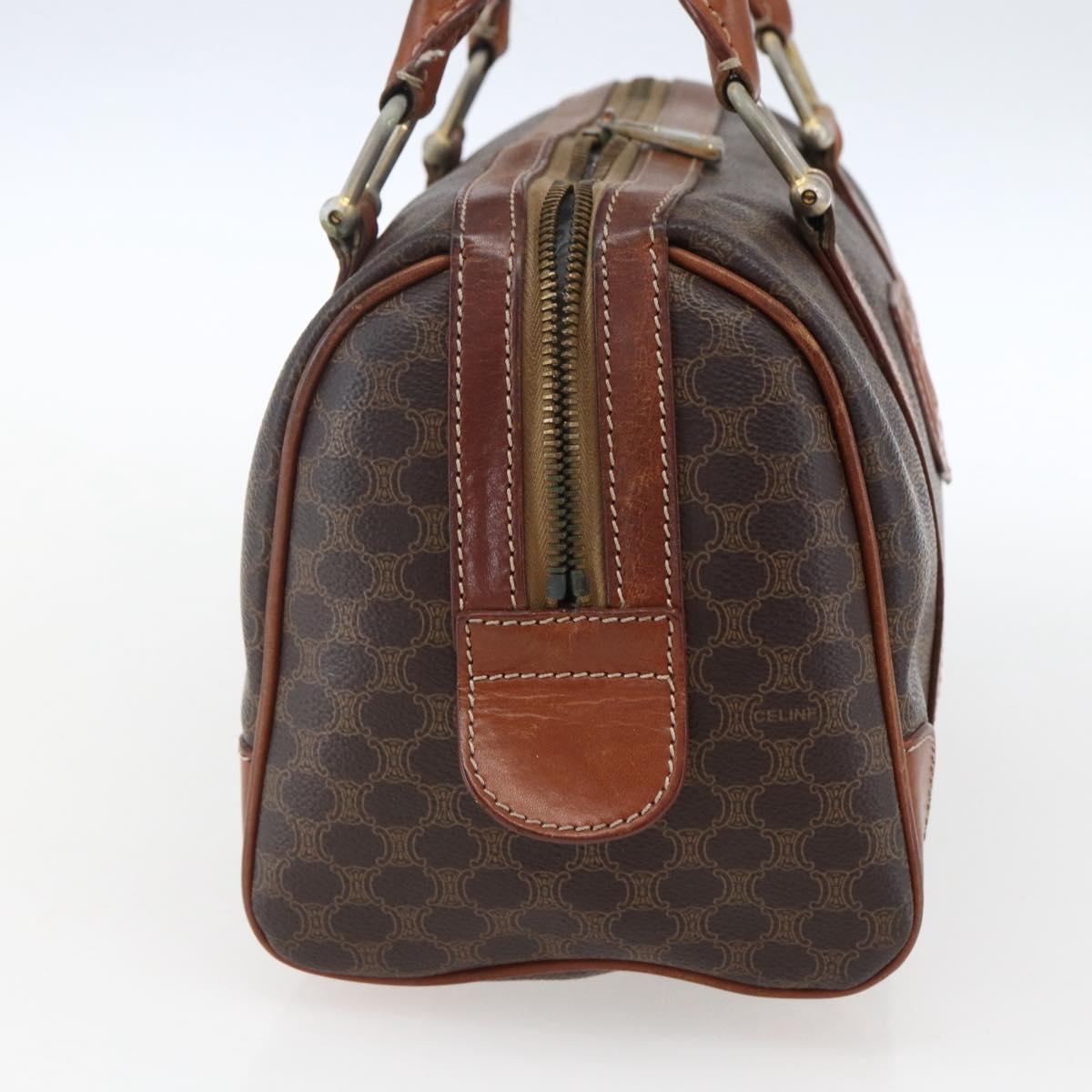 CELINE Macadam Canvas Hand Bag PVC Leather Brown Gold Auth 170257