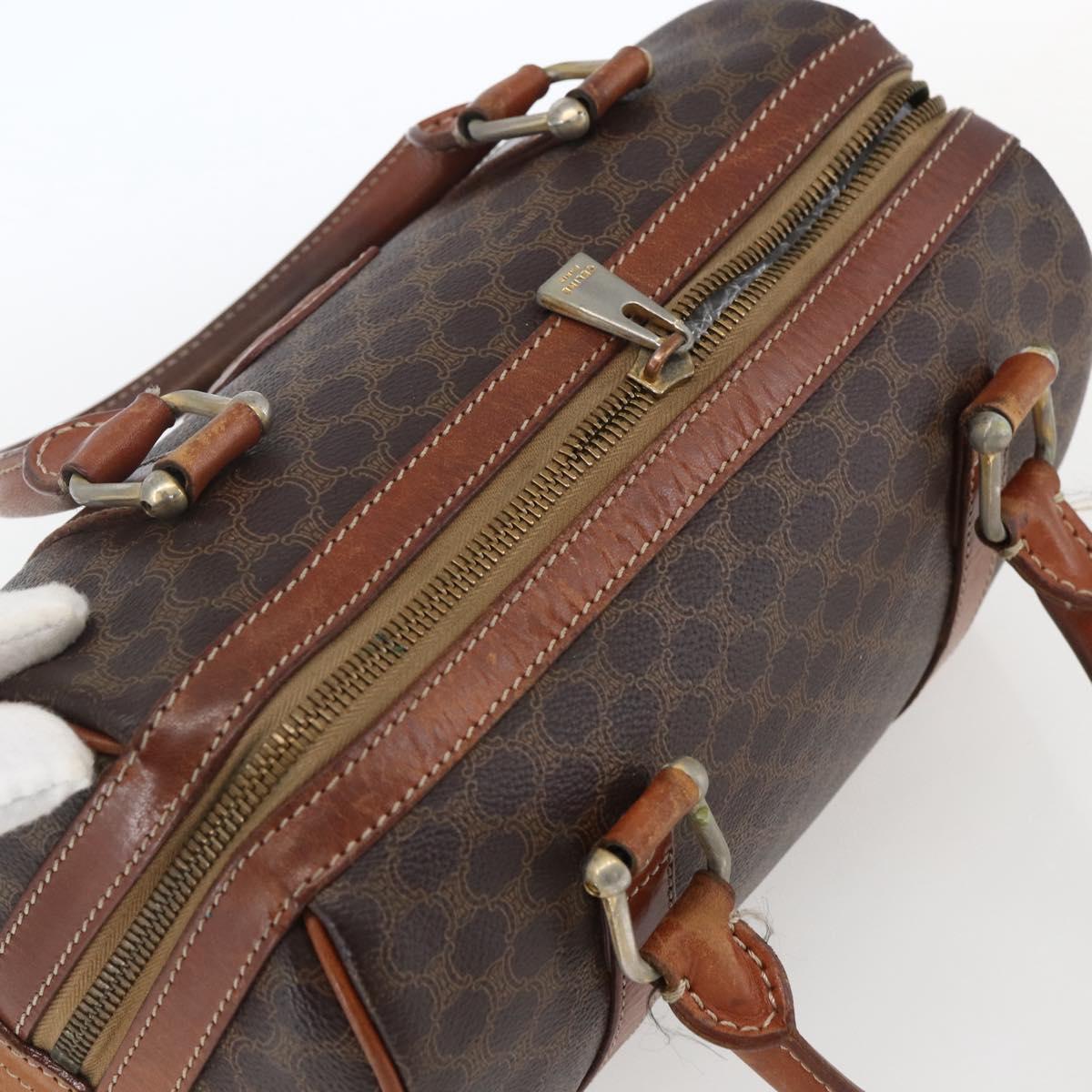 CELINE Macadam Canvas Hand Bag PVC Leather Brown Gold Auth 170257