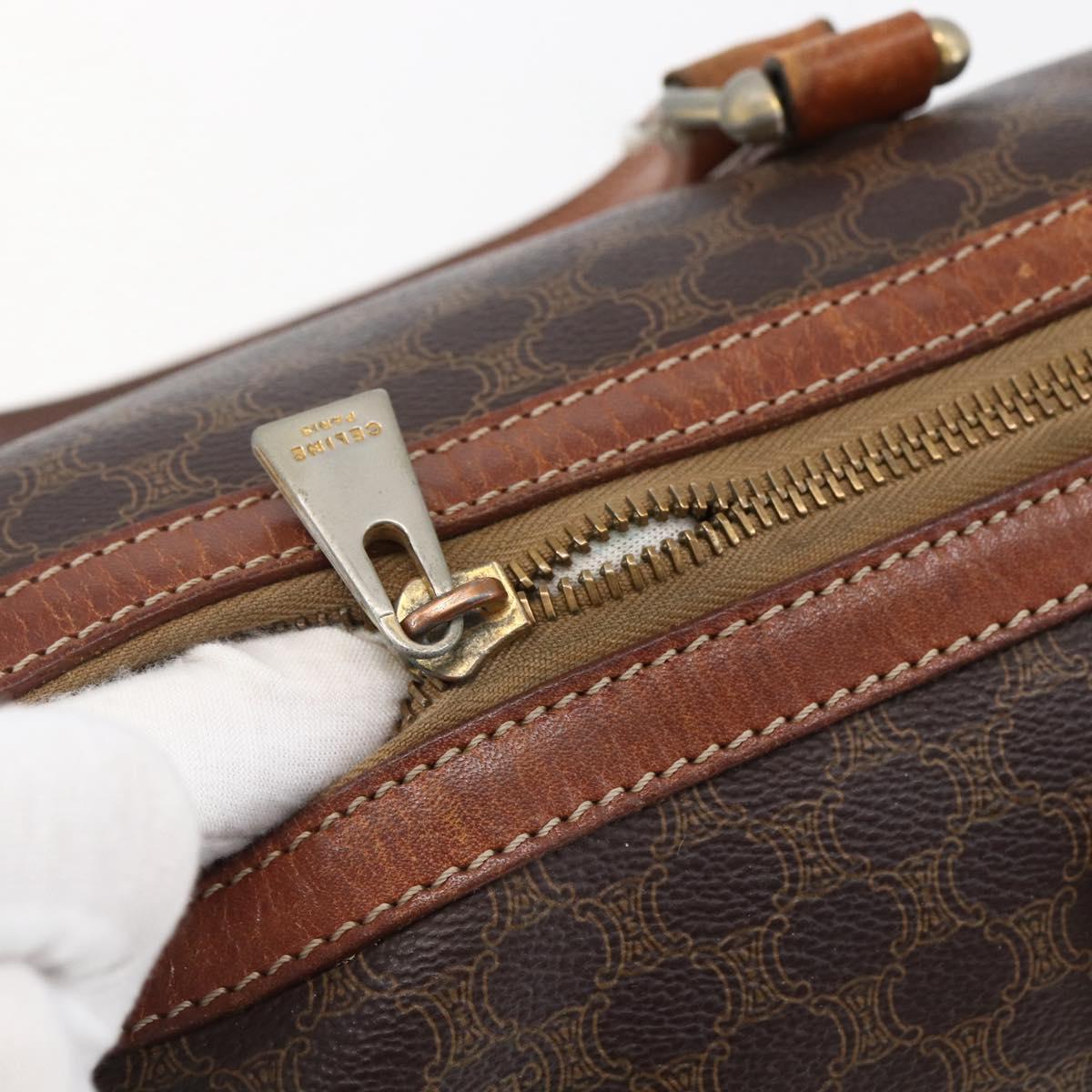 CELINE Macadam Canvas Hand Bag PVC Leather Brown Gold Auth 170257