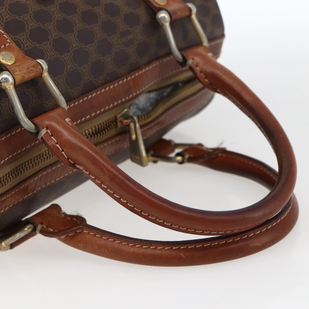 CELINE Macadam Canvas Hand Bag PVC Leather Brown Gold Auth 170257