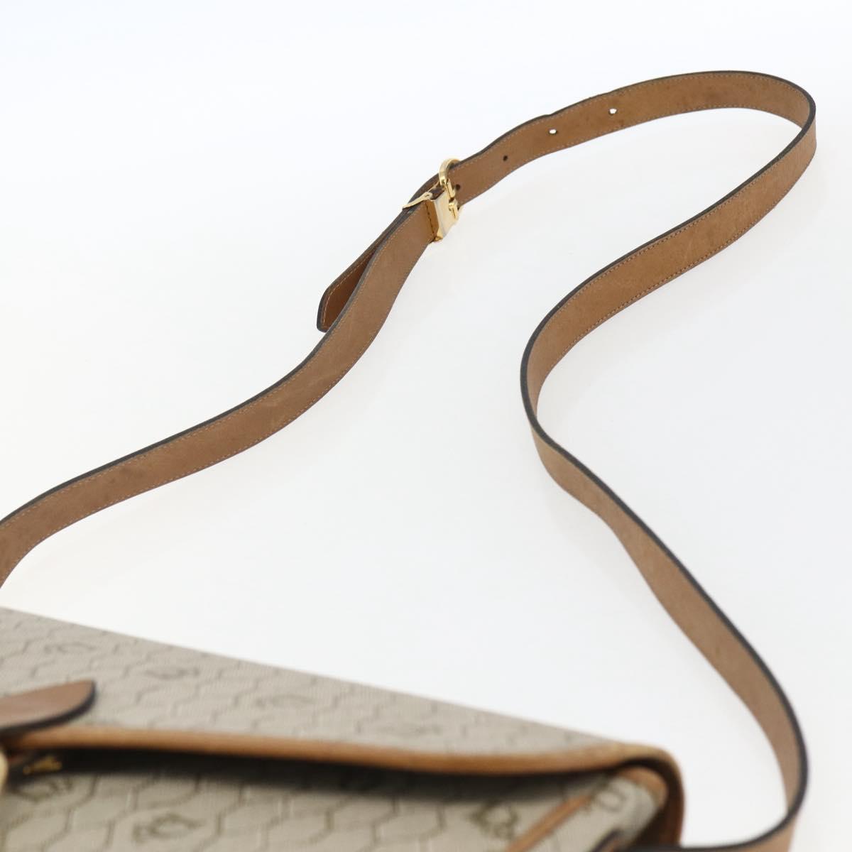 Christian Dior Honeycomb Canvas Shoulder Bag PVC Beige Gold Auth 170259
