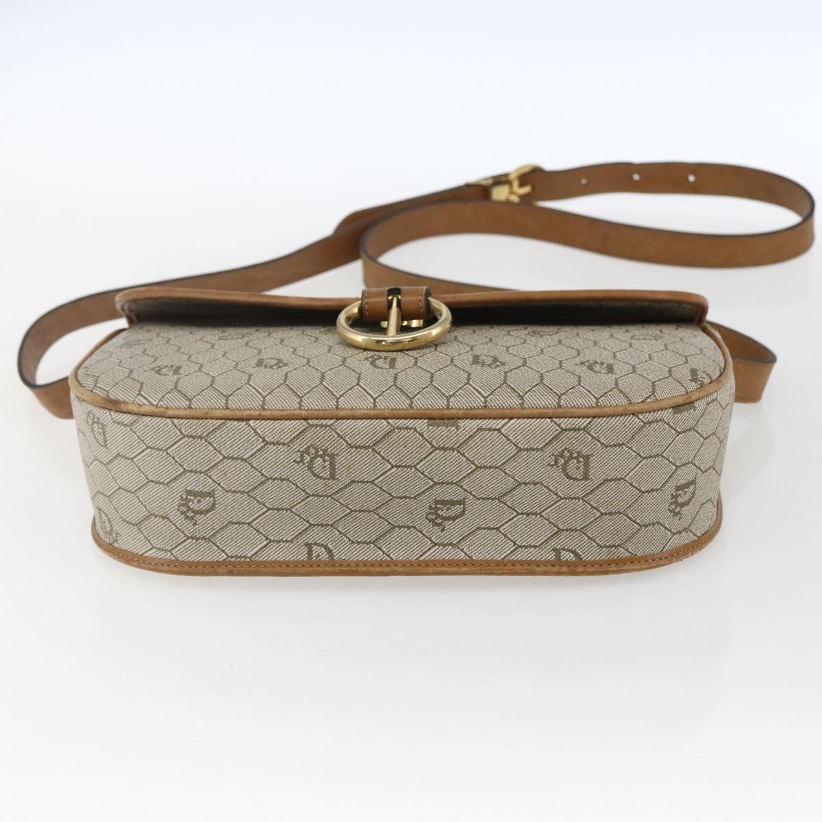 Christian Dior Honeycomb Canvas Shoulder Bag PVC Beige Gold Auth 170259