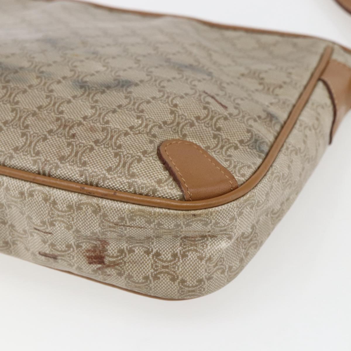 CELINE Macadam Canvas Shoulder Bag PVC Beige Auth 170260