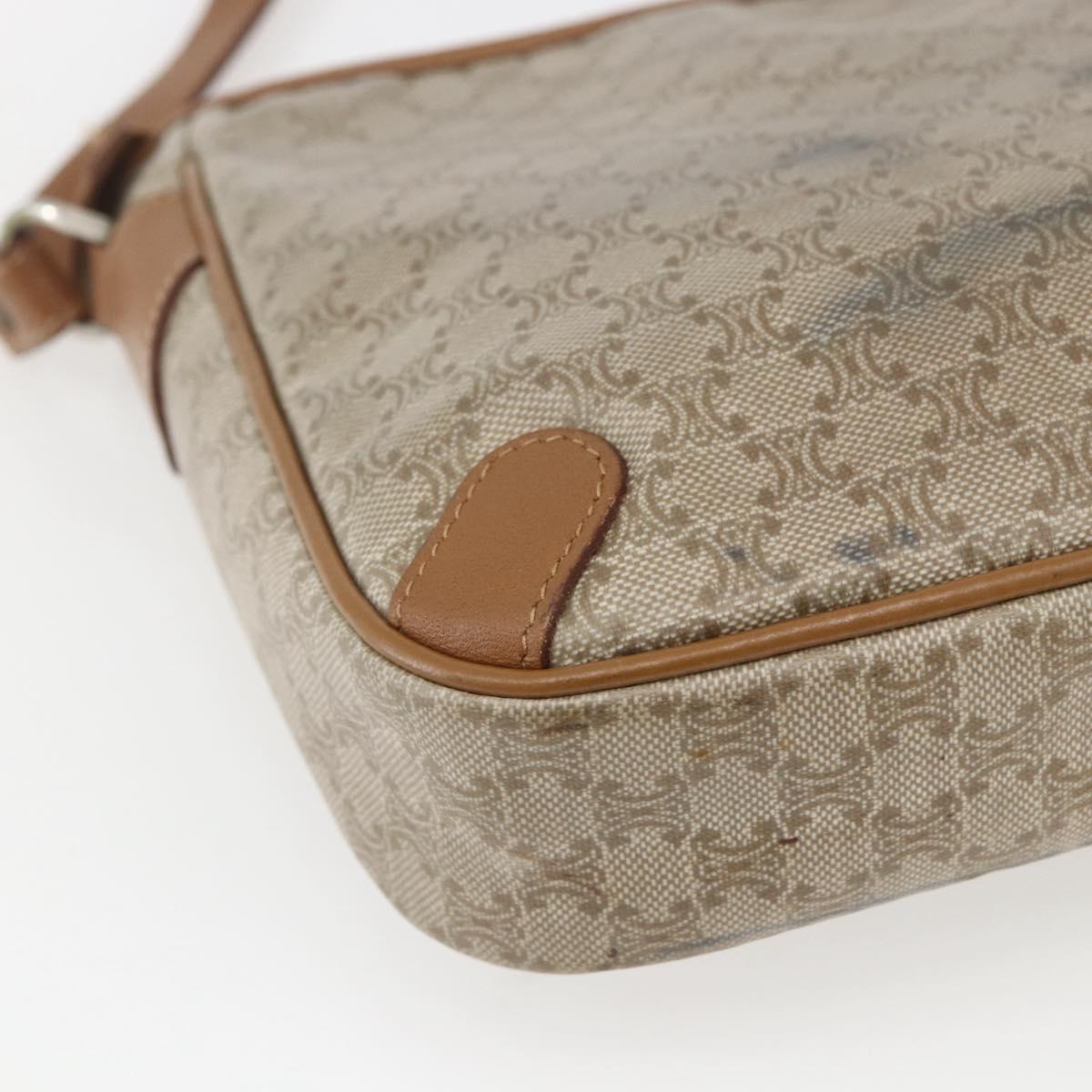 CELINE Macadam Canvas Shoulder Bag PVC Beige Auth 170260