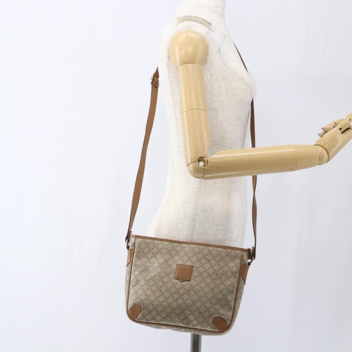 CELINE Macadam Canvas Shoulder Bag PVC Beige Auth 170260