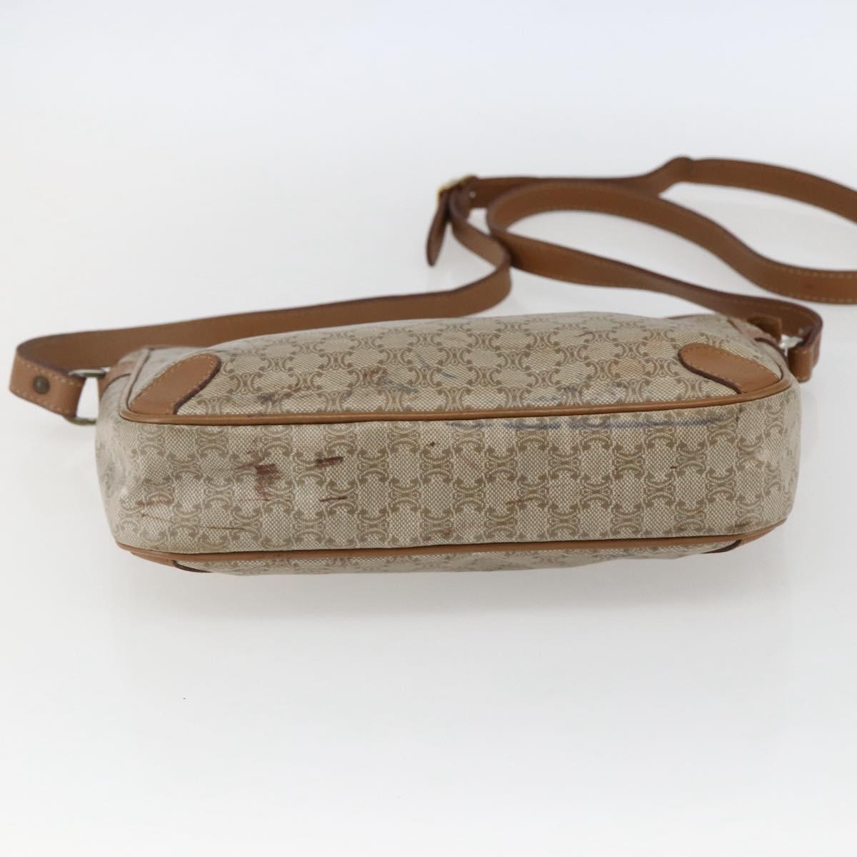 CELINE Macadam Canvas Shoulder Bag PVC Beige Auth 170260