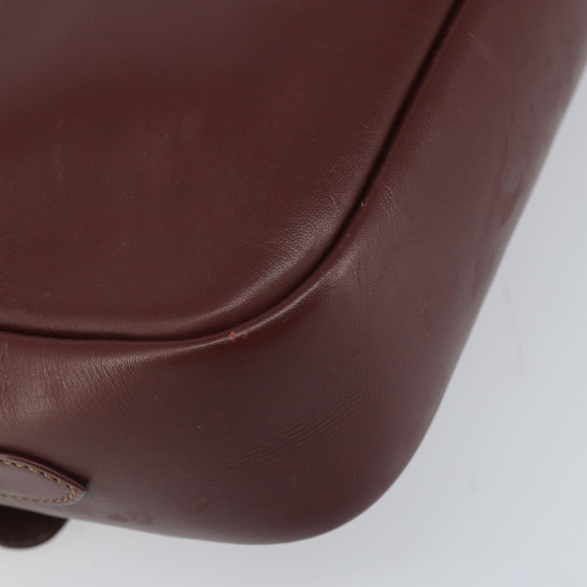 CARTIER Must Line Shoulder Bag Leather Bordeaux Gold Auth 170262