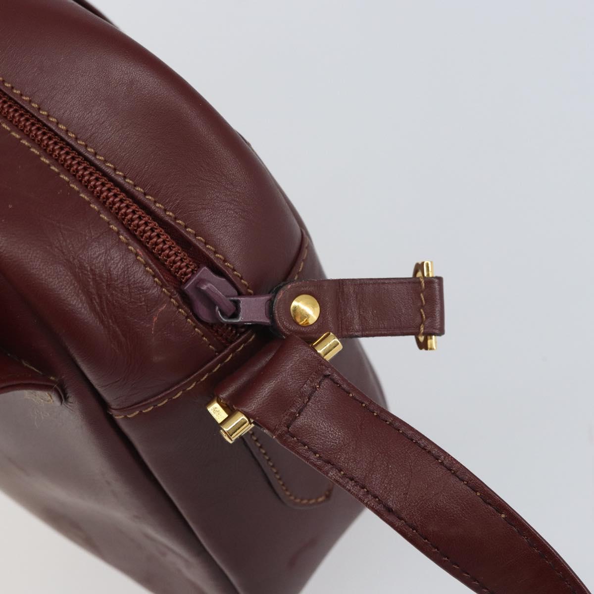 CARTIER Must Line Shoulder Bag Leather Bordeaux Gold Auth 170262