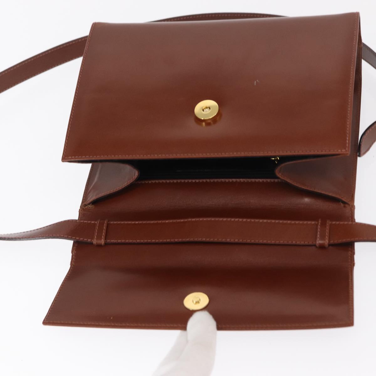 Salvatore Ferragamo Shoulder Bag Leather Brown Gold Auth 170263