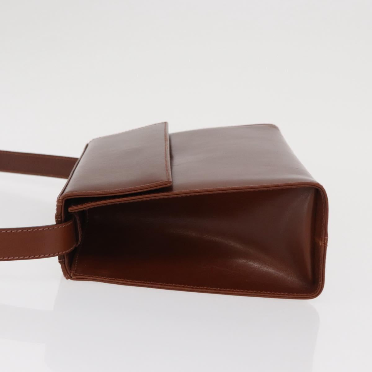 Salvatore Ferragamo Shoulder Bag Leather Brown Gold Auth 170263