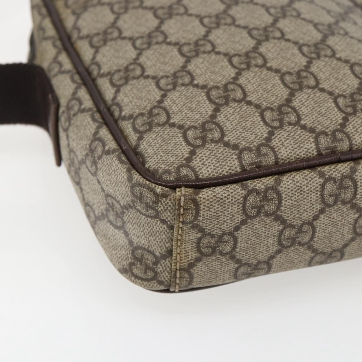 GUCCI GG Supreme Shoulder Bag PVC Beige Silver 122754 Auth 170265
