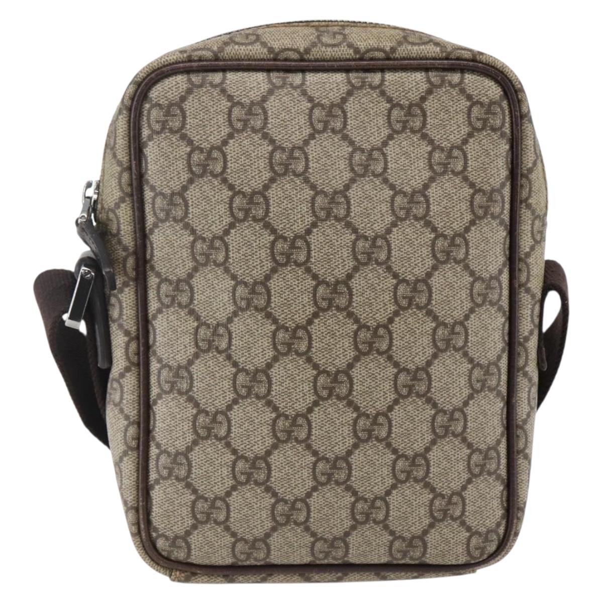 GUCCI GG Supreme Shoulder Bag PVC Beige Silver 122754 Auth 170265