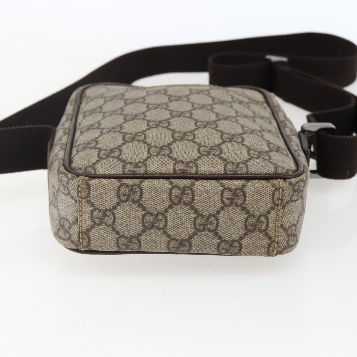 GUCCI GG Supreme Shoulder Bag PVC Beige Silver 122754 Auth 170265