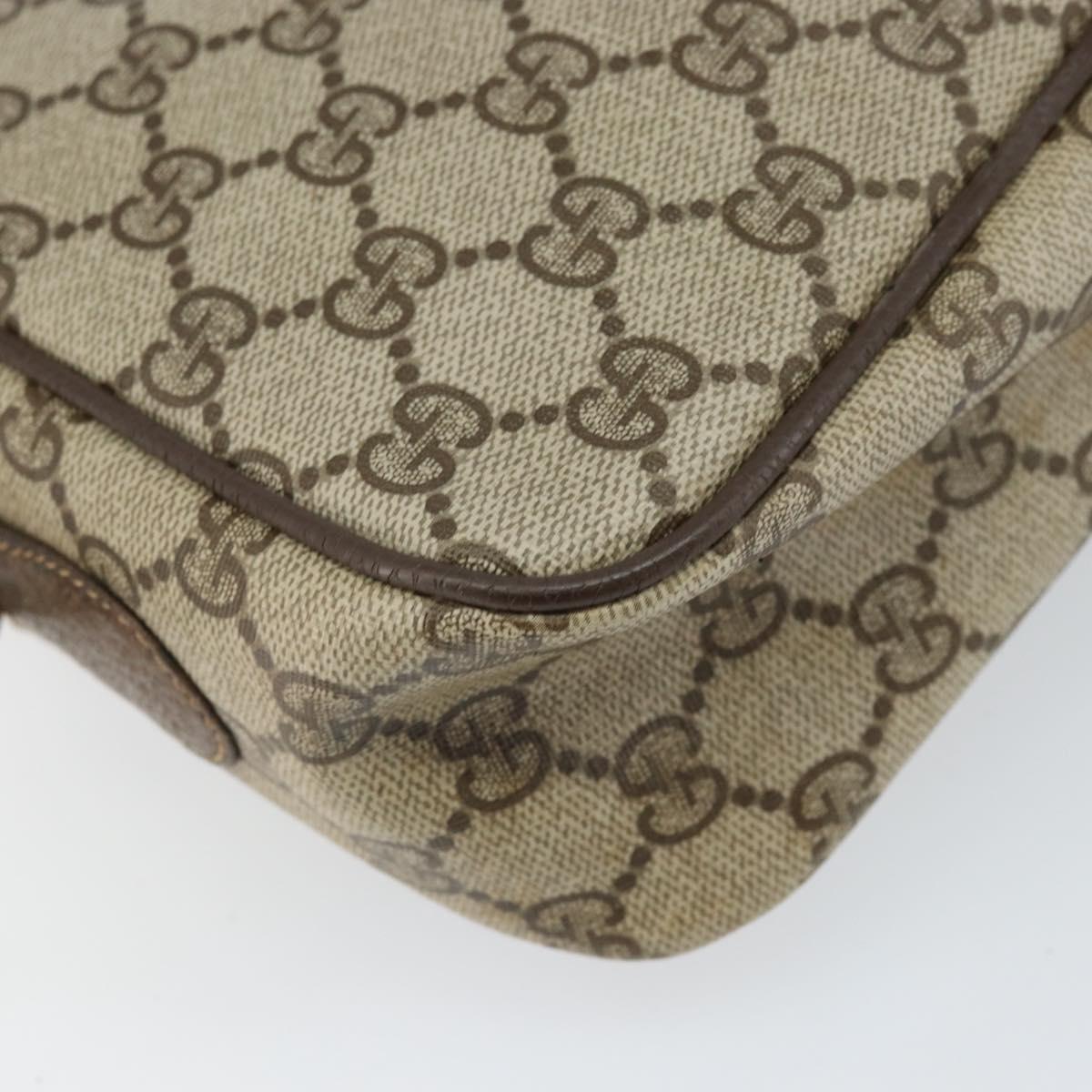 GUCCI GG Supreme Web Sherry Line Bag PVC Beige Gold 904 02 049 Auth 170266
