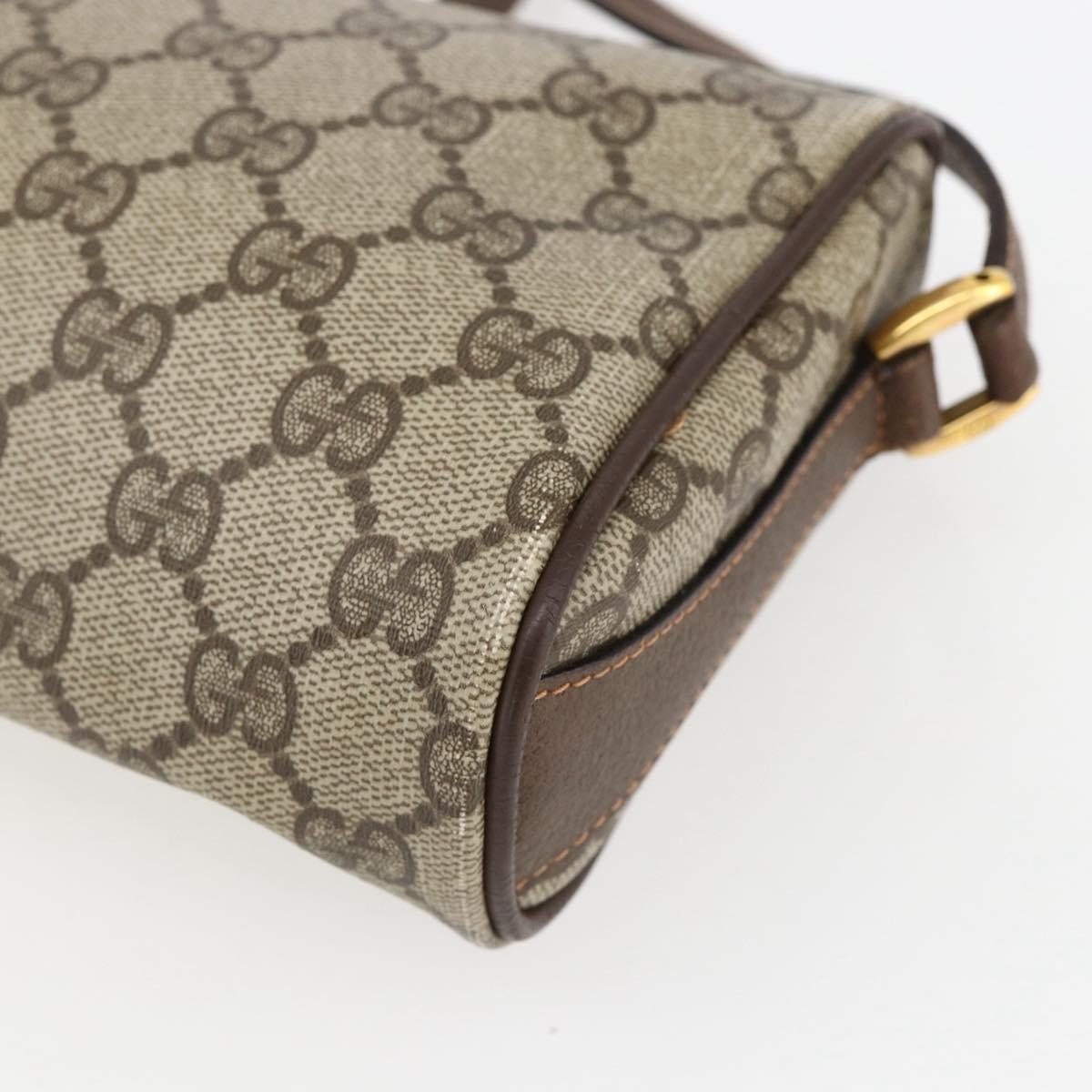 GUCCI GG Supreme Web Sherry Line Bag PVC Beige Gold 89 02 018 Auth 170267