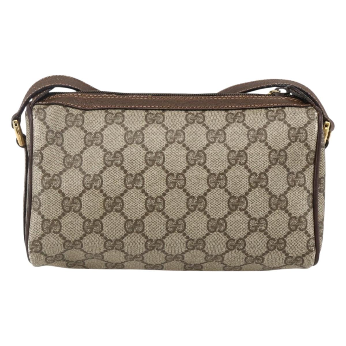 GUCCI GG Supreme Web Sherry Line Bag PVC Beige Gold 89 02 018 Auth 170267