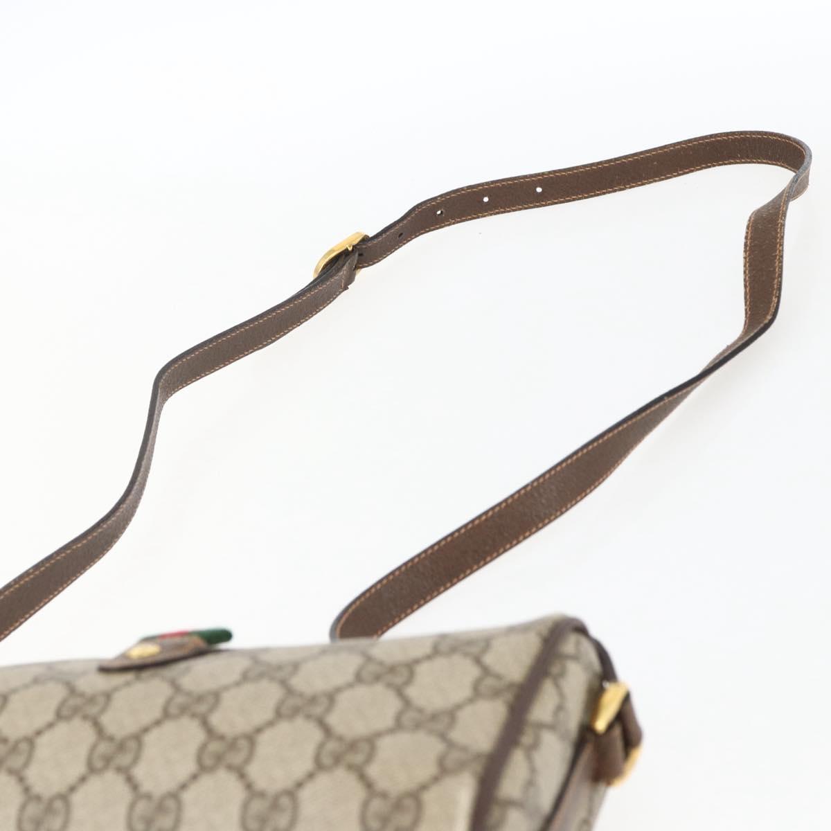 GUCCI GG Supreme Web Sherry Line Bag PVC Beige Gold 89 02 018 Auth 170267