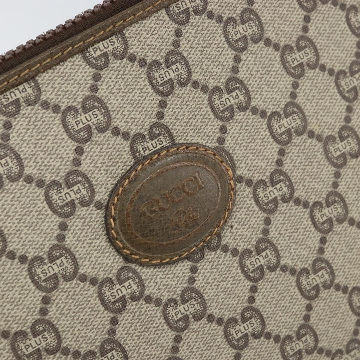 GUCCI GG Plus Supreme Clutch Bag PVC Beige Gold Auth 170268