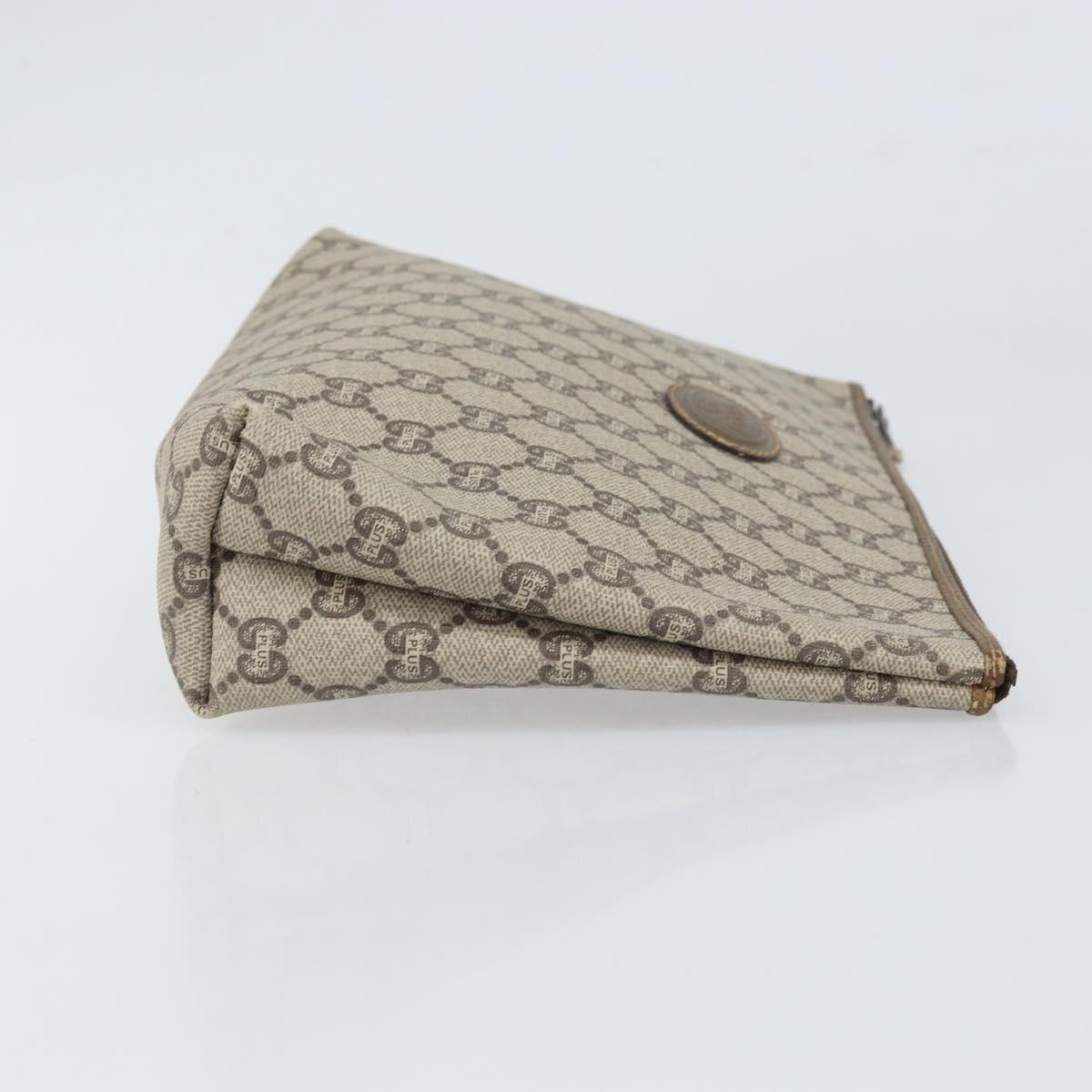 GUCCI GG Plus Supreme Clutch Bag PVC Beige Gold Auth 170268