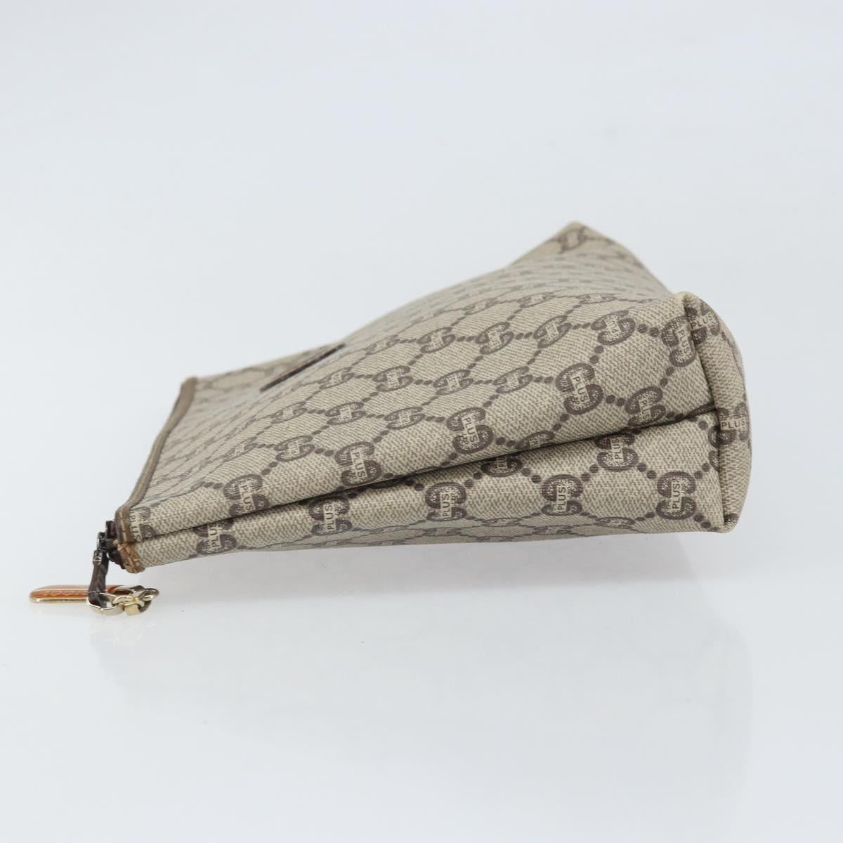 GUCCI GG Plus Supreme Clutch Bag PVC Beige Gold Auth 170268