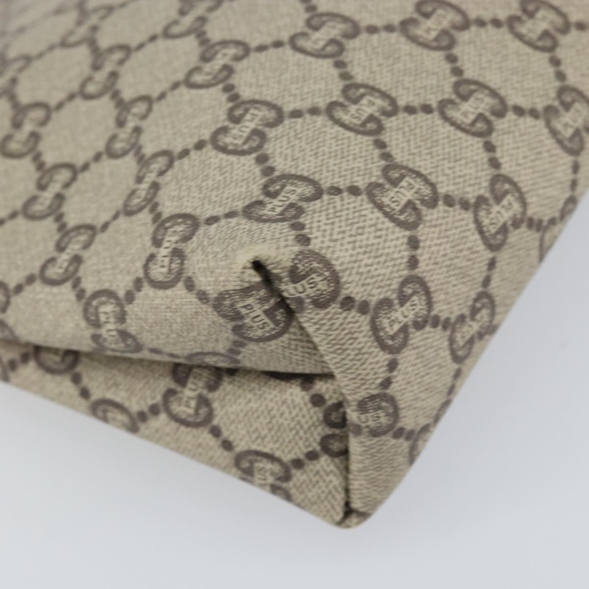 GUCCI GG Plus Supreme Clutch Bag PVC Beige Gold Auth 170268