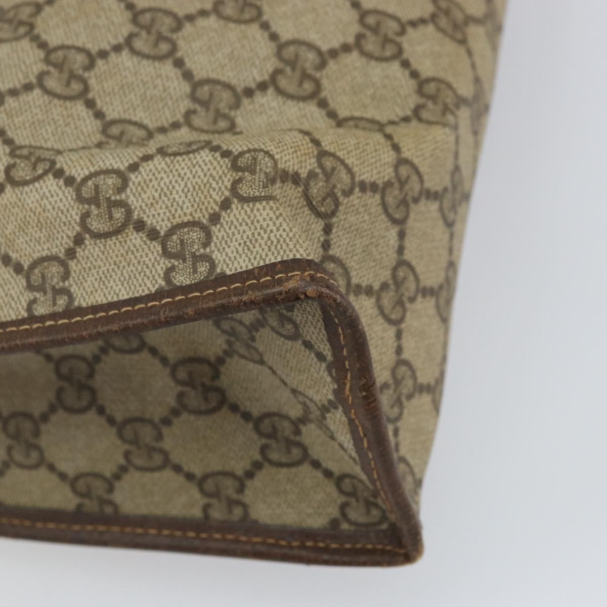 GUCCI GG Supreme Web Sherry Line Hand Bag PVC Beige Gold 010 378 Auth 170272
